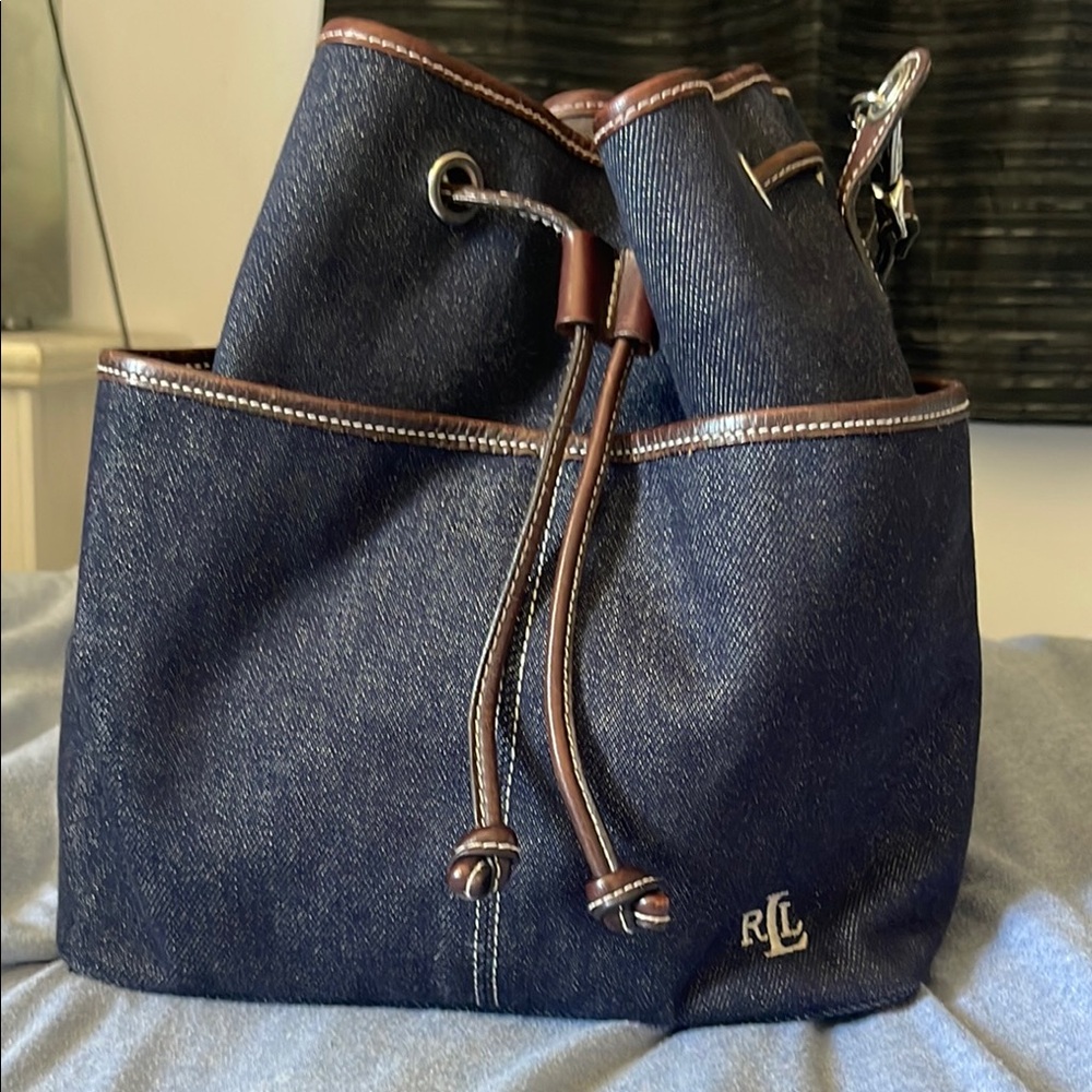 Denim and Brown Leather Women's Ralph Lauren Bag